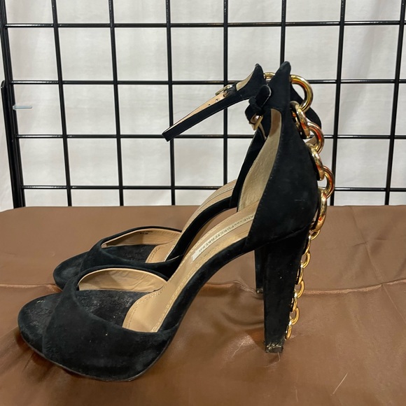 🚚 MOVING SALE Diane Von Furstenberg Sofia Black Suede Chain Heels by DVF - Picture 12 of 15